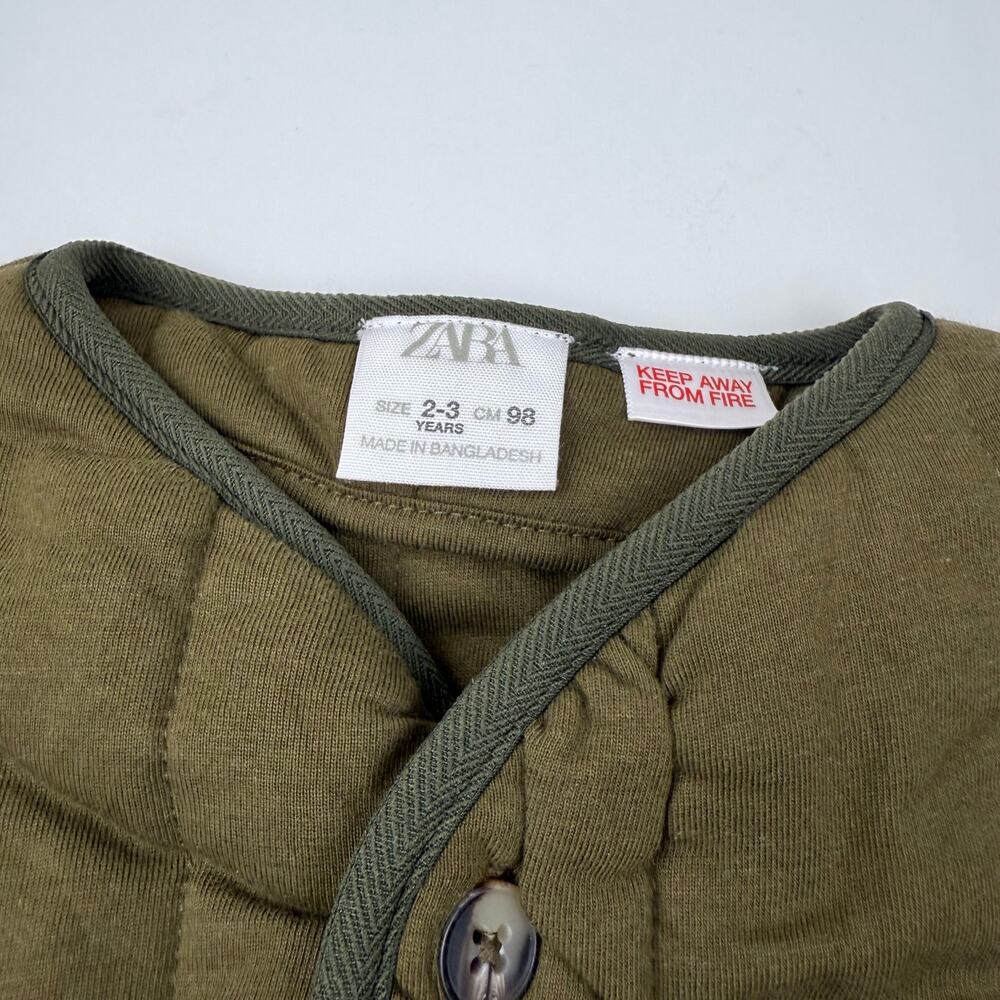 Zara Olive Green Quilted Jacket - Picture 3 of 5